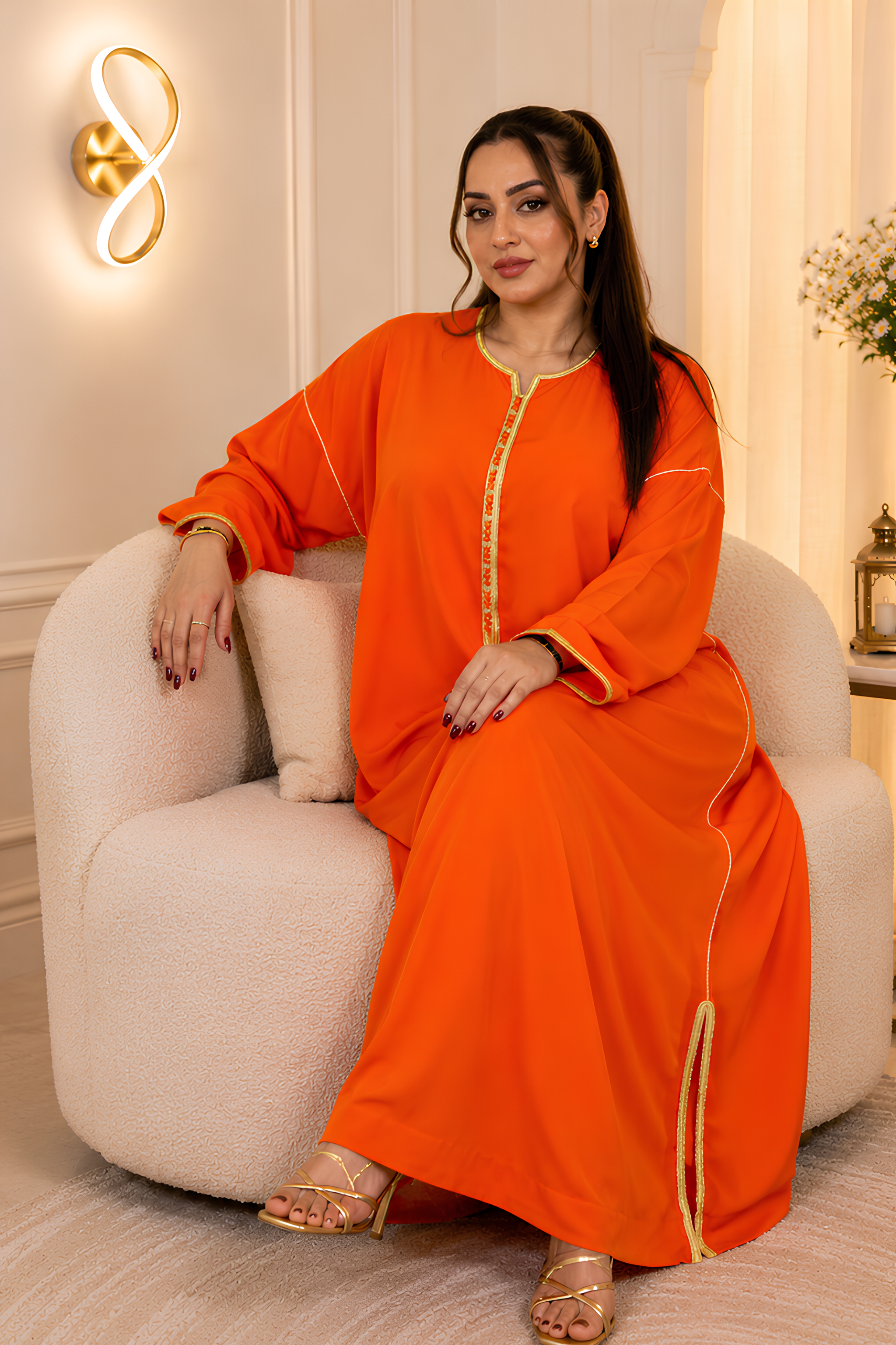 Sunset Orange Moroccan Kaftan