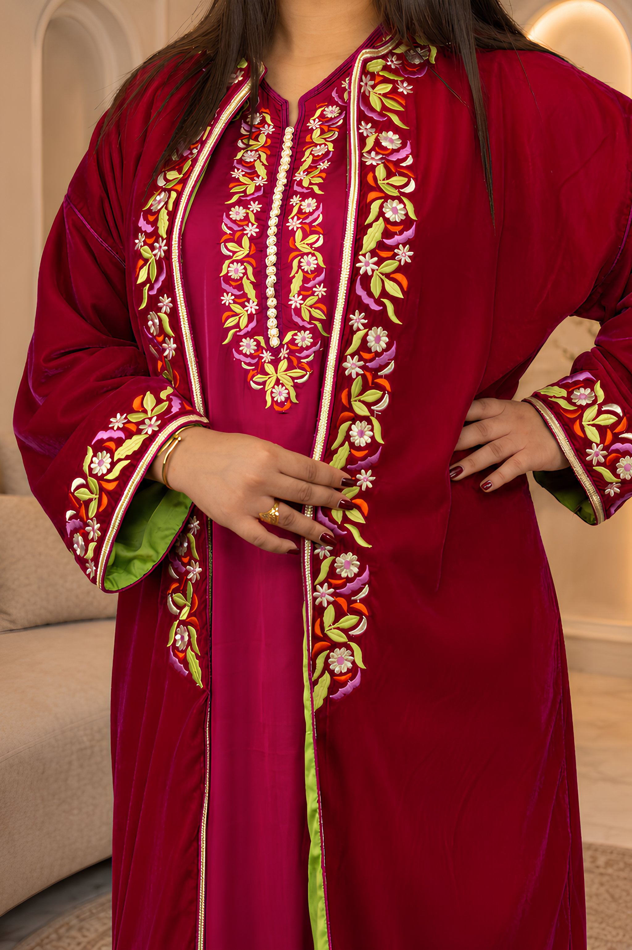 Caftan Burgundy Bloom