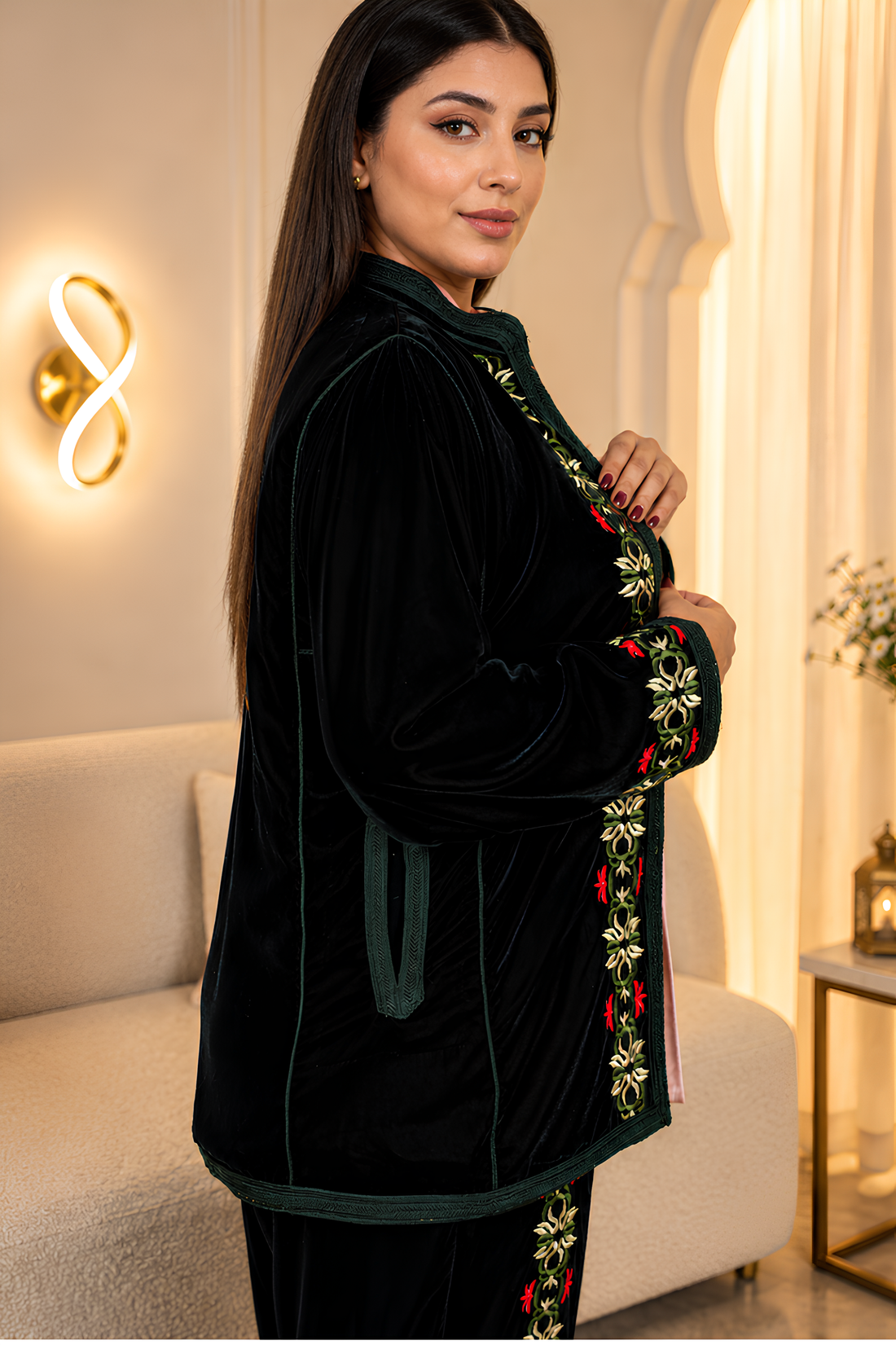 Black Velvet Floral Luxe Set