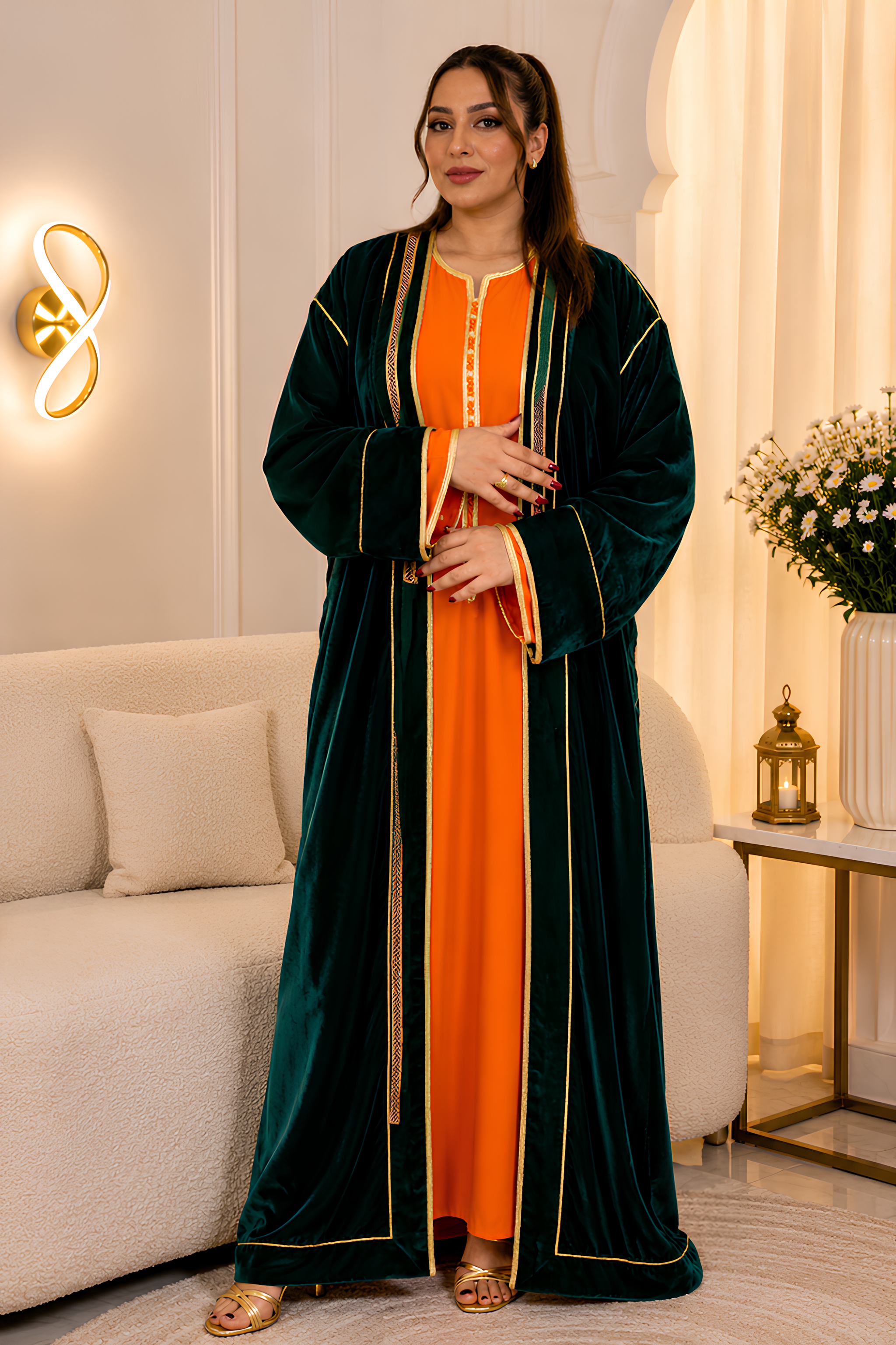 Sunset Orange Moroccan Kaftan