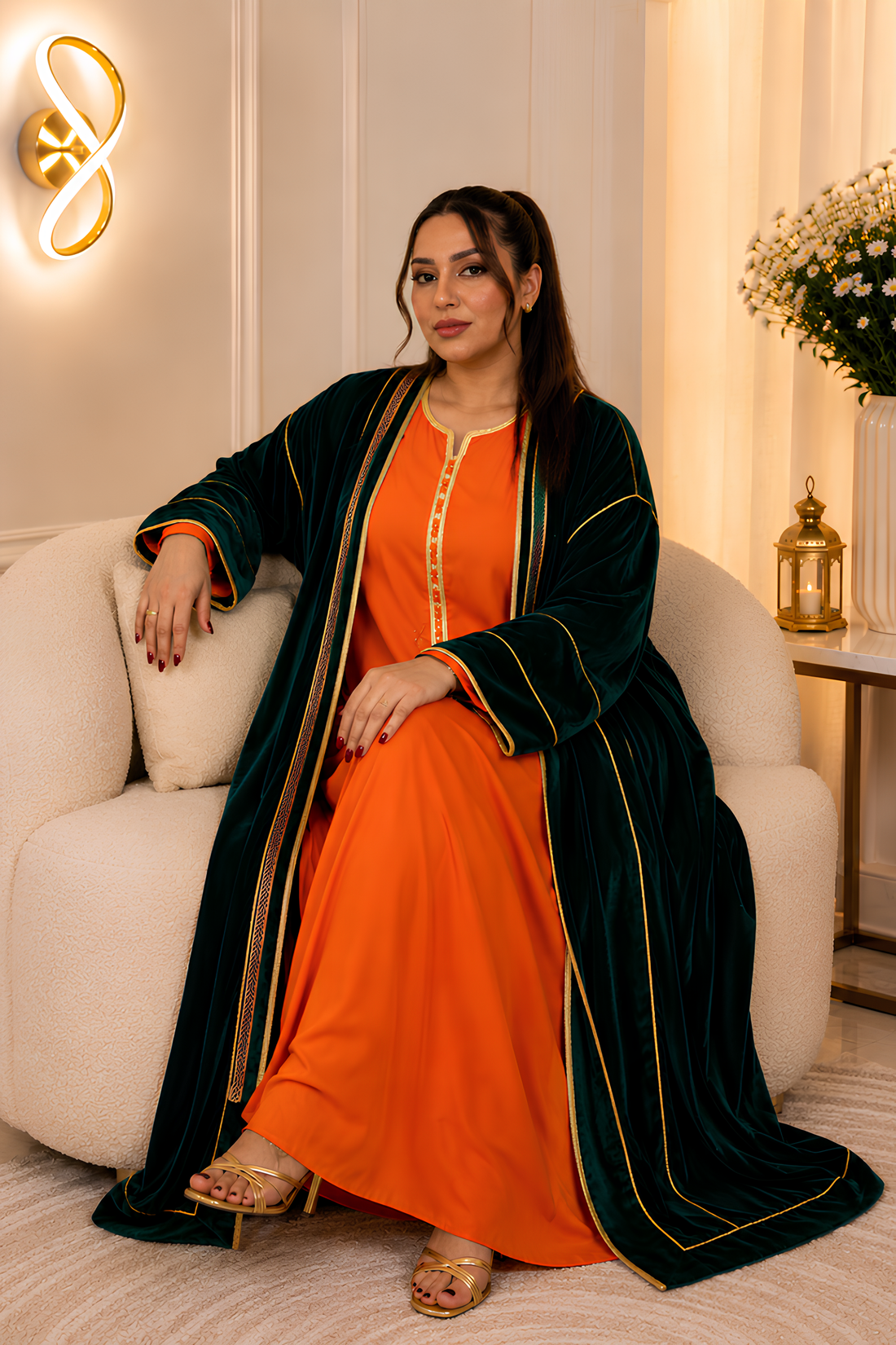 Sunset Orange Moroccan Kaftan