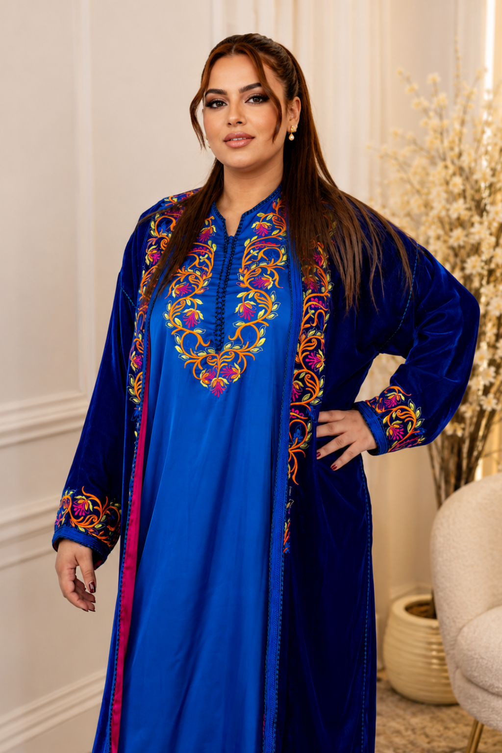 Azure Orange Bloom Caftan