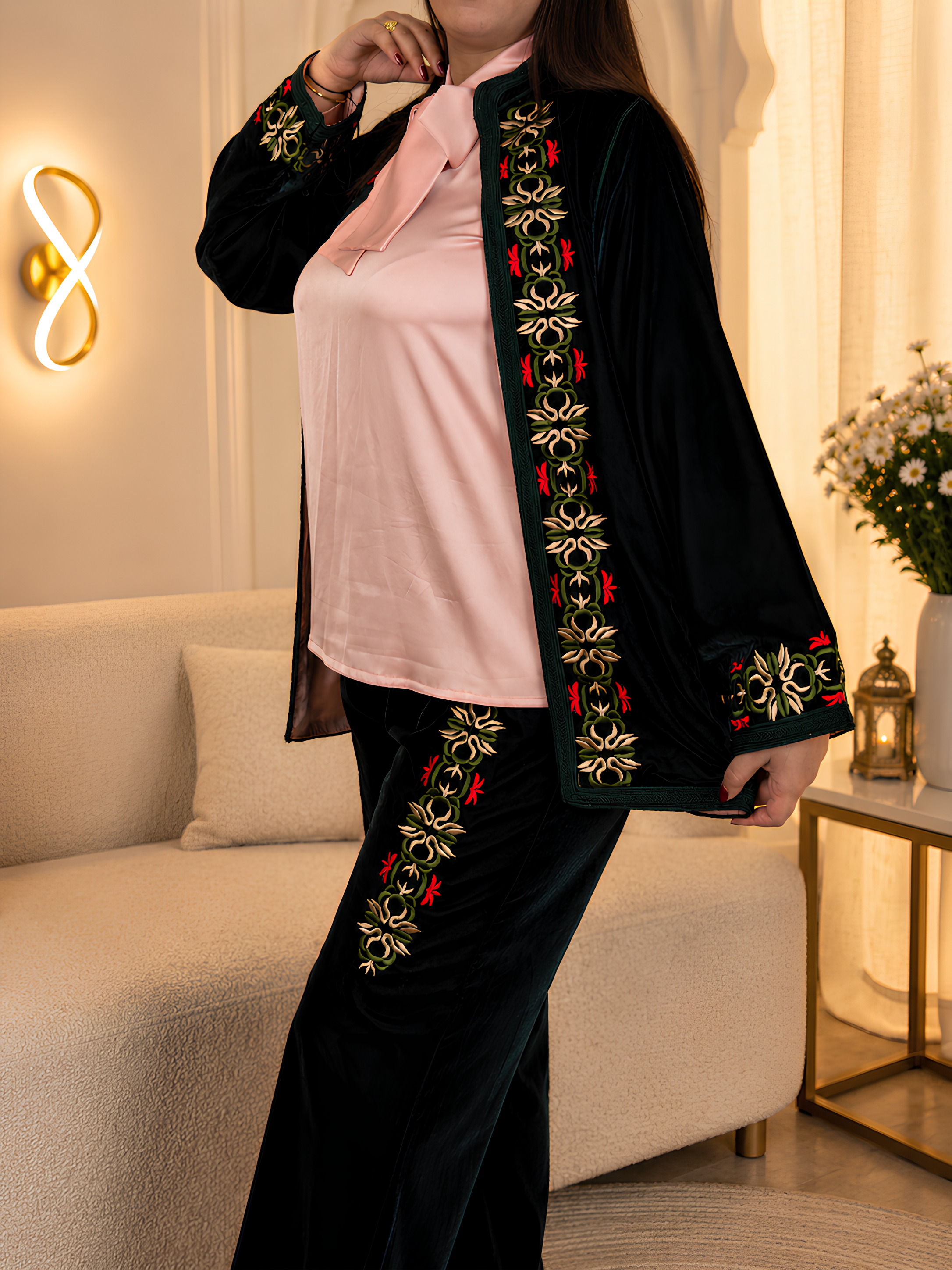 Black Velvet Floral Luxe Set