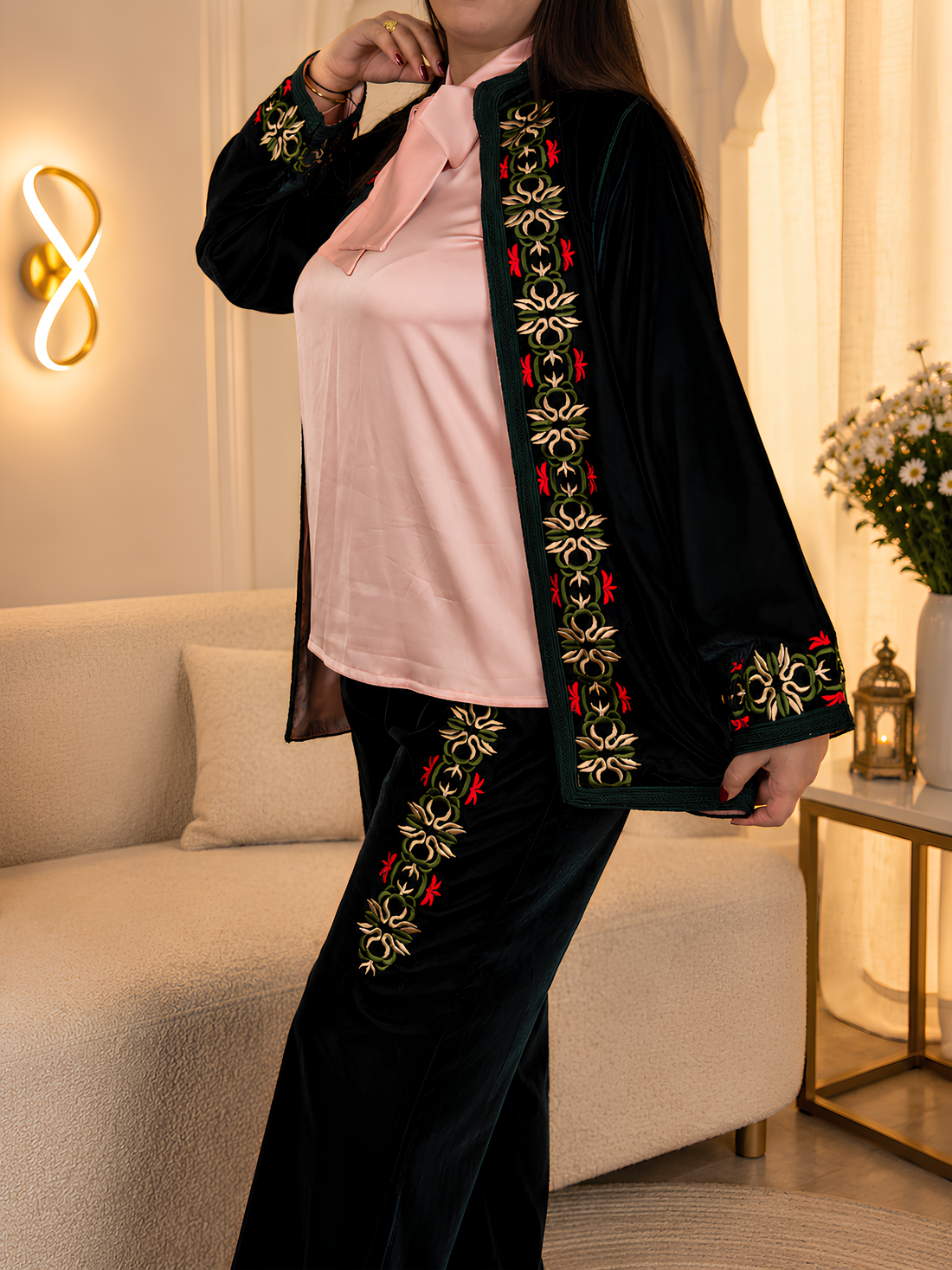 Black Velvet Floral Luxe Set